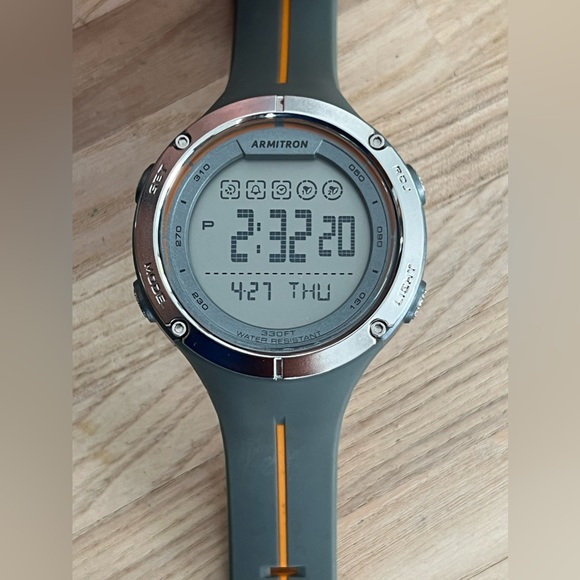 Armitron Sport Men’s Watch Digital Chronograph Orange and Gray Strap - Picture 5 of 13